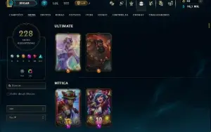 Ouro 1 com TODOS os Champs e 228 Skins ( JG / MID / ADC )