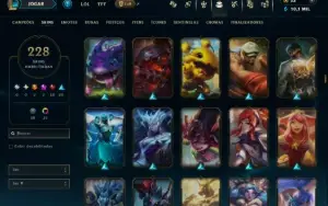 Ouro 1 com TODOS os Champs e 228 Skins ( JG / MID / ADC )