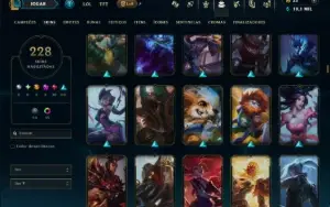 Ouro 1 com TODOS os Champs e 228 Skins ( JG / MID / ADC )