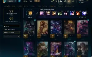 Esmeralda 4 com 55 Champs e 12 Skins +1 Prestigio do Yasuo