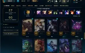 Esmeralda 4 com 55 Champs e 12 Skins +1 Prestigio do Yasuo