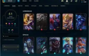 Conta de LOL | Diamond 4 | 61 SKINS | 1 UTT 1 MIT 5 LENDA|
