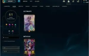 Conta de LOL | Diamond 4 | 61 SKINS | 1 UTT 1 MIT 5 LENDA|