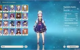 Genshin impact Conta com Hu Tao, Ayaka e Diluc