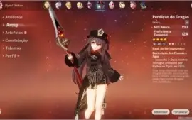 Genshin impact Conta com Hu Tao, Ayaka e Diluc