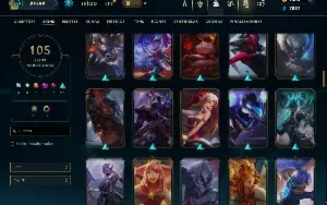 Unranked com TODOS os champs e 105 Skins ( ADC / MID / JG )