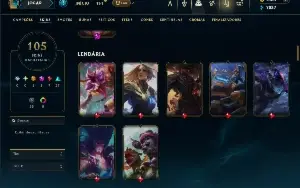 Unranked com TODOS os champs e 105 Skins ( ADC / MID / JG )