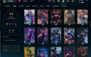 Platina 4 com 120 Champs e 94 Skins + 2 Prestigios da Ahri