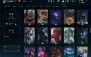 Platina 4 com 120 Champs e 94 Skins + 2 Prestigios da Ahri