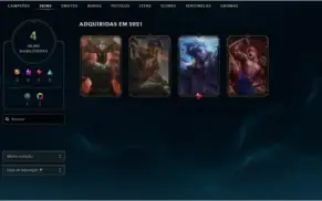 Conta League of Legends ouro 1 4 skins smurf