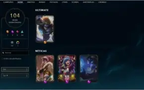conta lol  com todos champ + 104 + (ez pulsefire)