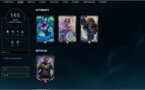CONTA LEAGUE OF LEGENDS 165 SKINS