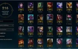 League of Legends com 112 skins e nivel 50