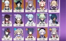 Genshin impact Ar55 com 8 personagens 5 estrelas