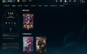 Unranked com 150 Champs e 104 Skins