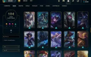 Unranked com 150 Champs e 104 Skins