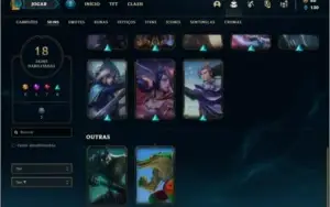 Conta prata 2 com 28 champs e 18 skins