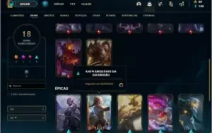 Conta prata 2 com 28 champs e 18 skins