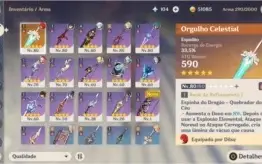 DILUC C1 + XIAO + ORGULHO CELESTIAL + 74 TIROS