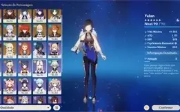 Conta Genshin AR 56 - 10 personagens 5* e 5 armas 5*