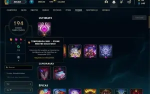 Conta Diamante 2 com TODOS os champs e 107 Skins