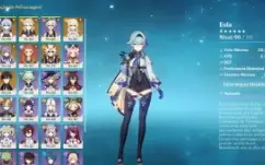 Conta AR 53 com Ganyu, Zhongli, Eula, Albedo e outros + arma