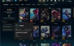 Conta Unranked com 41 Champs e 6 Skins + 2 Fragmentos