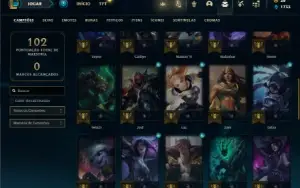 Conta Unranked com 41 Champs e 6 Skins + 2 Fragmentos