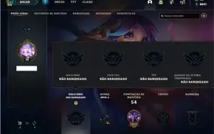 Conta unranked com 28 Champs e 8 Skins