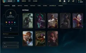 Conta unranked com 28 Champs e 8 Skins