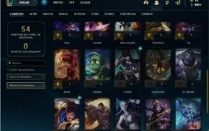Conta unranked com 28 Champs e 8 Skins