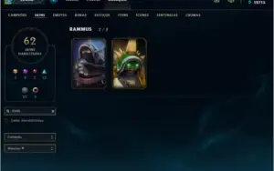 CONTA PLAT/TODOS CHAMP/RAMMUS REI/ANNIE GÓTICA/KAYLE JUIZÁ