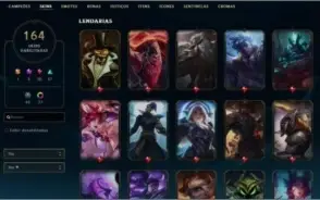 CONTA LOL PLAT 4 SEASON PASSADA 60% DE WINRATE 164 SKINS