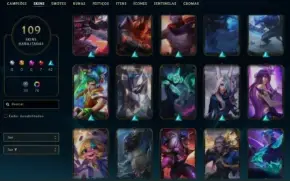 conta lol unranked lvl 535 900k de maestria yasuo 109 skins