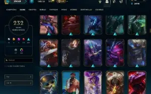 Ouro 4 com TODOS os champs e 232 Skins ( MAIN ADC )