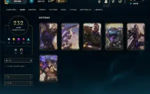 Ouro 4 com TODOS os champs e 232 Skins ( MAIN ADC )