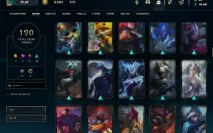 Platina 2 com TODOS os champs e 120 Skins + 9 Vitoriosas