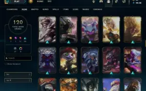 Platina 2 com TODOS os champs e 120 Skins + 9 Vitoriosas