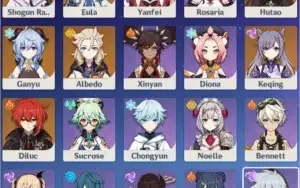Ganyu + Amos + Eula + Tumulo + Detalhes Desc End Game AR 55