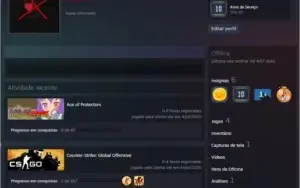 conta steam10 anos lvl 11 com medalha de 5 anos csgo
