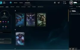 Conta de lol diamante V, 42 campeões e 9 skins
