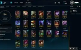 Conta de lol diamante V, 42 campeões e 9 skins