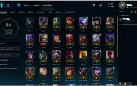 Conta de lol diamante V, 42 campeões e 9 skins