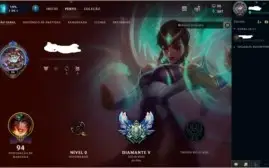 Conta de lol diamante V, 42 campeões e 9 skins