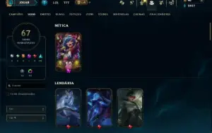 Ouro 1 com 110 Champs e 67 Skins ( MONO MID )