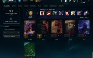 Unranked com 40 Champs e 13 Skins + 5 espolios