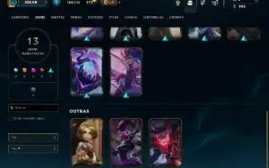 Unranked com 40 Champs e 13 Skins + 5 espolios