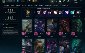 Unranked com TODOS os champs e 161 Skins ( Nivel 490 )