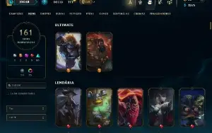 Unranked com TODOS os champs e 161 Skins ( Nivel 490 )