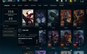 Conta unranked (ex bronze) com 120 Champs e 83 Skins
